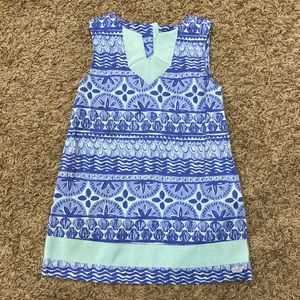 Vineyard Vines Girls Blue and Mint Patterned Casual Dress